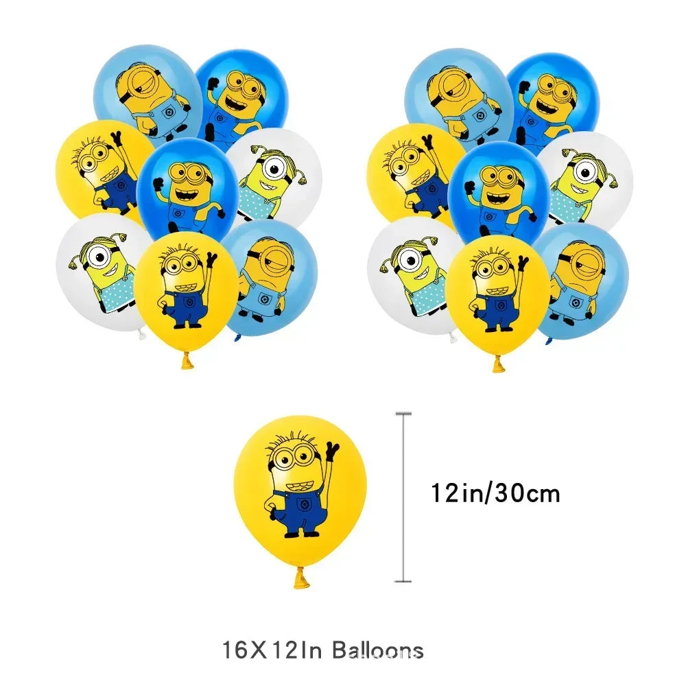 2025 New Minions Themed Children'S Birthday Party Decoration One-Time Flag-Raising Balloon Background Set Program Decoration