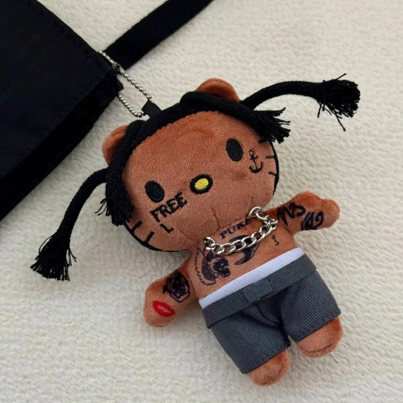 Kawaii Sanrio Hello Kitty Singer Selena Gomez PlushDoll Black  LIL Peep Doll Figure Stuffed Plush  Keychain Cartoon Gift