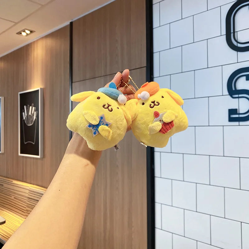 Kawaii Sanrio Pom Pom Purin Plush Toys Backpack Creative Keychain Cartoon Accessories Pendant Stuffed Doll Girl Birthday Gift