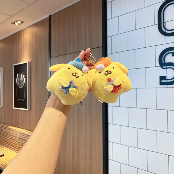 Kawaii Sanrio Pom Pom Purin Plush Toys Backpack Creative Keychain Cartoon Accessories Pendant Stuffed Doll Girl Birthday Gift