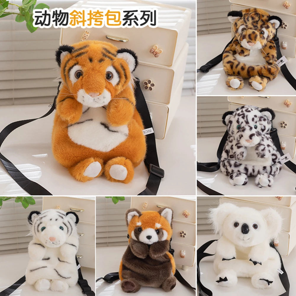 30cm Wild Animal Cross Body Bag Red Panda Raccoon Plush Bag Stuffed