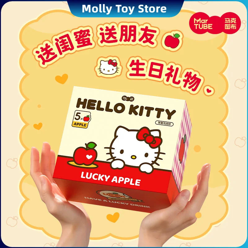 Hellokitty Character Peripheral Apple Ceramic Mugs Large Capacity With Lid And Spoon Cute Mug Cup Anime Themed Milk Water Cups