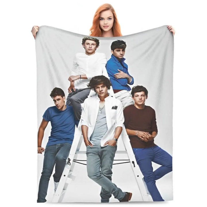 One-Direction Rock 1D Combinatio Blanket Velvet Spring Autumn Breathable Lightweight Throw Blanket for Bed Travel Bedspreads