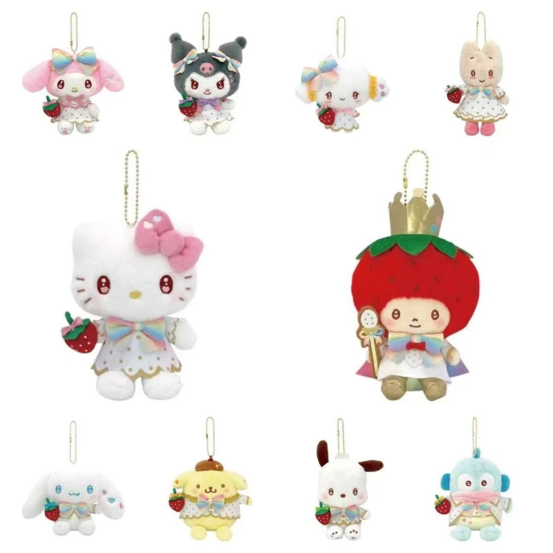 Kawaii Sanrio hello kitty  Cogimyun my melody Strawberry News 50th anniv Series anime plush Keychain Cute Backpack Pendant Gift