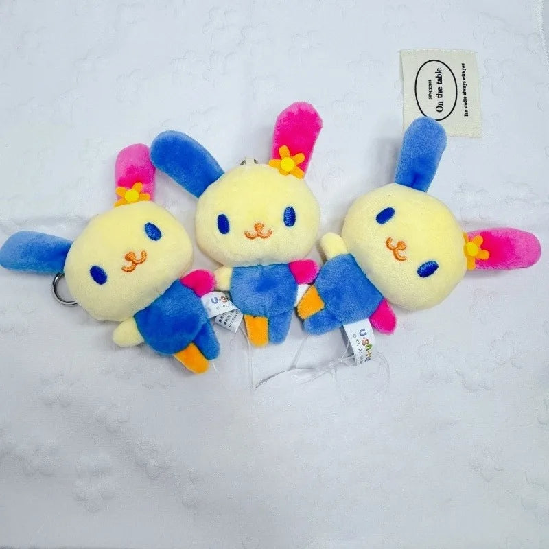 Sanrio Usahana Bunny Plush keychain Kawaii Stuffed Animals Pendant Cute Colorful Rabbit Plush Doll Pendant bag Accessories Gifts