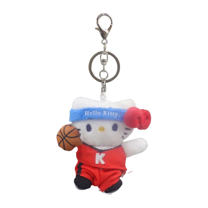 Kawaii Sanrio Hello Kitty Plush Toys Creative Keychain Football Ski Volleyball Backpack Pendant Decoration Couple Festival Gift