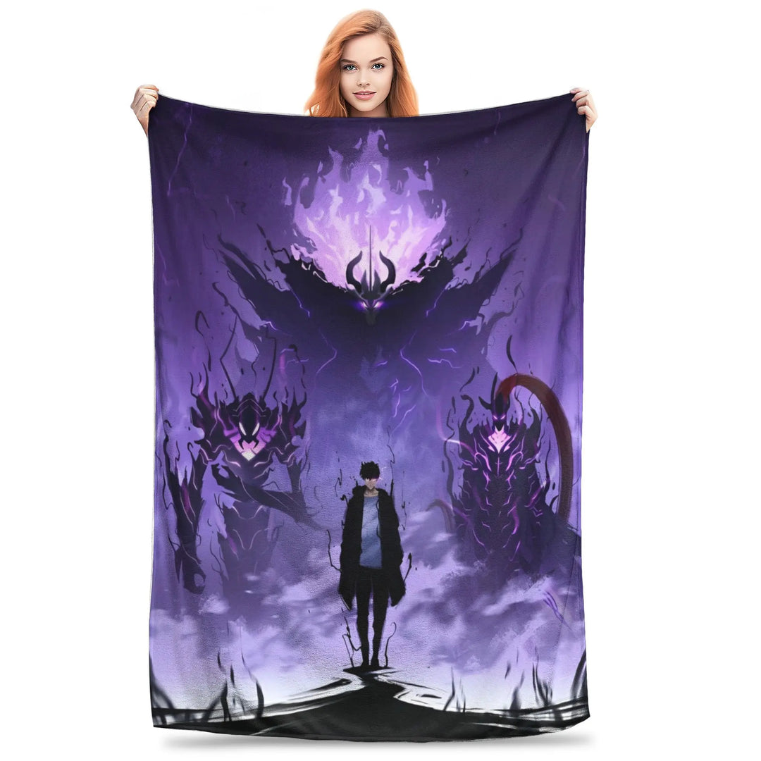 Solo S-ung Jin-woo Leveling Flannel Blanket Anime Novelty Throw Blankets for Home Hotel Sofa  200x150cm Quilt