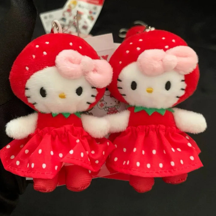 New Cartoon Hellokitty Plush keychain Sanrio plush Bag Pendant black skin Strawberry Sakura White Bear me series Plush Doll Toy
