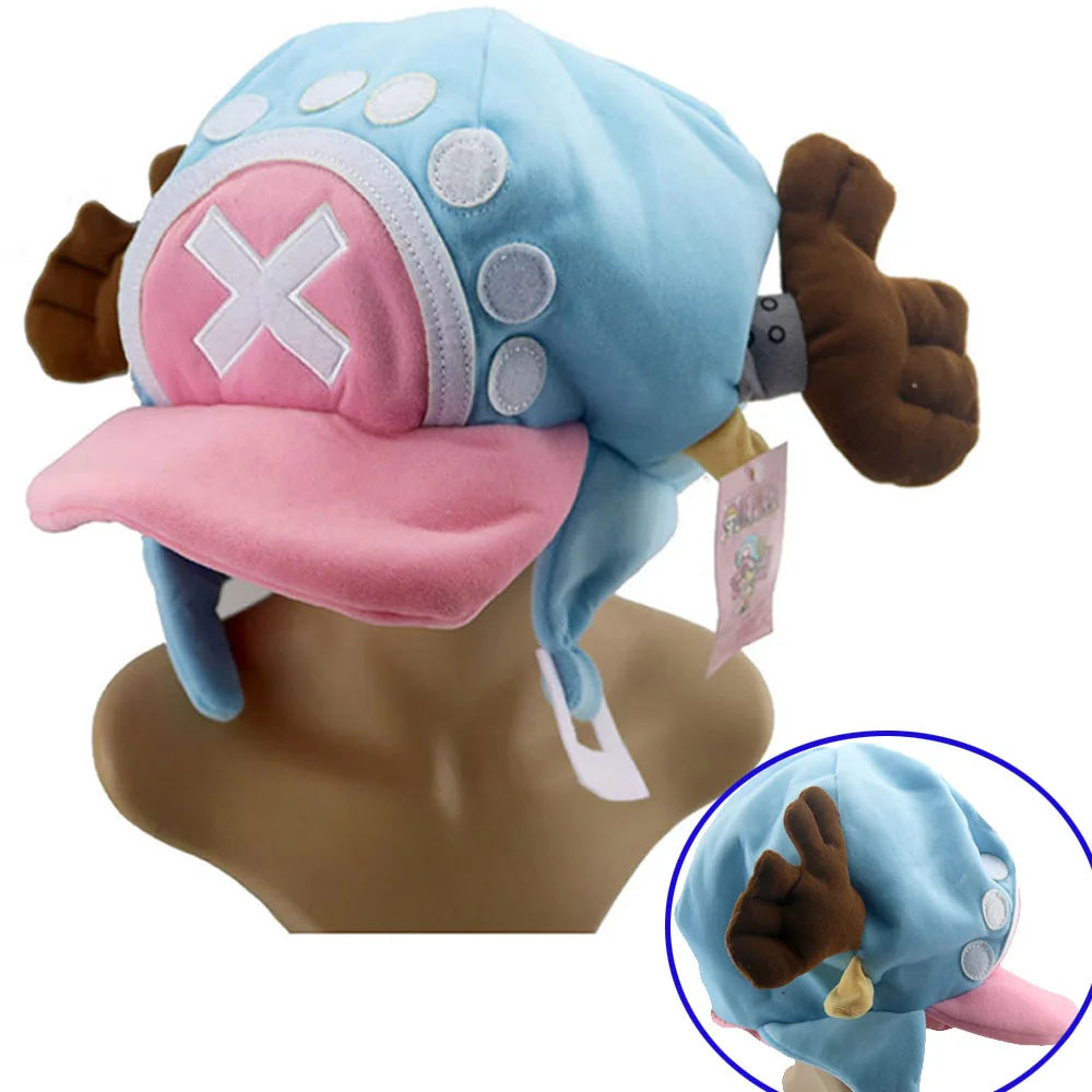 Anime One Piece Tony Tony Chopper Kawaii Hats Plush Toys Cosplay Cotton Hat Warm Winter Cap Unisex Gifts Key Chain Accessories