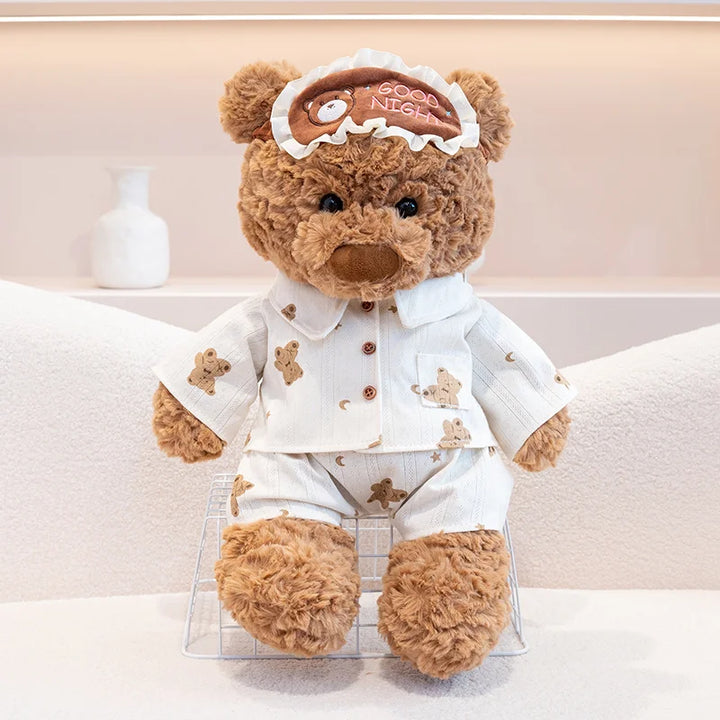 Ryan Pajama Bear Plush Doll High Quality Cute Teddy Bear Wear Eye Masks And Pajamas Stuffed Accompany Sleeping Gift Kid Gift ﻿