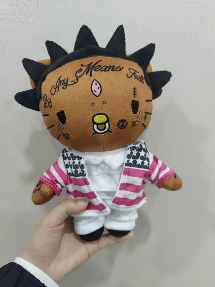Lil Uzi Vert Hello Kitty Red and White Striped Clothing Plush Doll Figure Stuffed Toys Cute Boys Girls Fans Collect Gifts 26cm