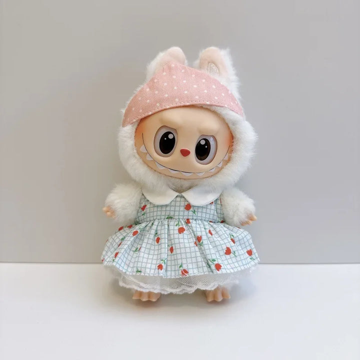 17cm Labubu Outfits 1-3 Gen Fit Cute Casual Labubu Clothes Party Dresses Doll Plush Costume for Halloween Decor