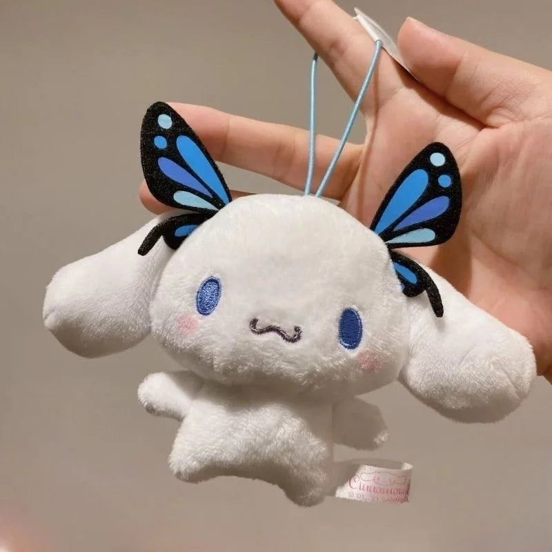 Sanrio Plush Keychain Cartoon Cinnamoroll Backpack Pendant Kuromi butterfly Cinnamoroll Bag Accessories Wings decoration Gift