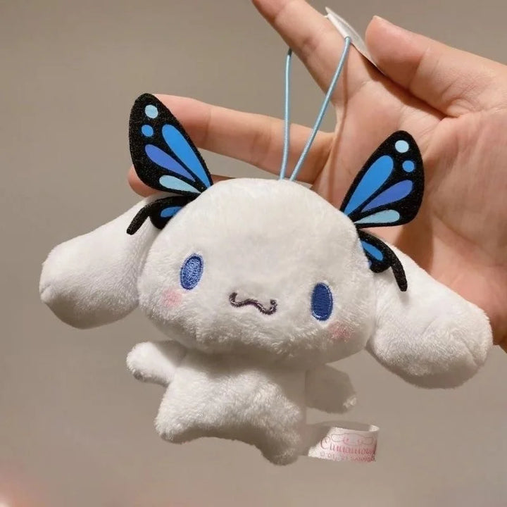 Sanrio Plush Keychain Cartoon Cinnamoroll Backpack Pendant Kuromi butterfly Cinnamoroll Bag Accessories Wings decoration Gift
