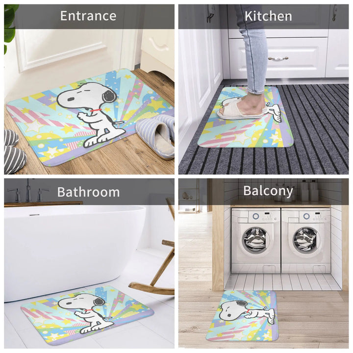 Cartoon Snoopy  Bathroom Rugs Mat Quick Dry  Bath Rugs Mats Carpet Non-Slip for Kitchen Shower