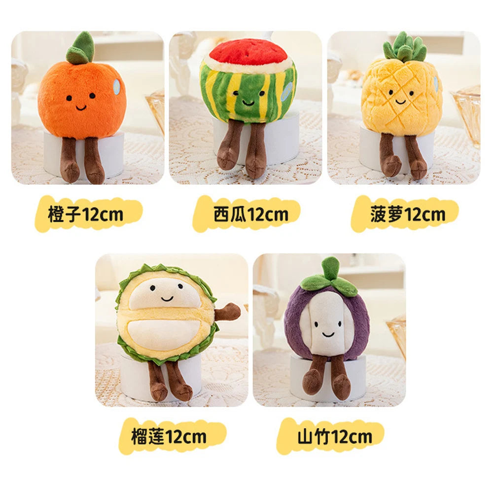 Cartoon Kiwi Fruit Plush Toys Squishy Mangosteen Soft Dolls Pineapple Durian Stuffed Toys Watermelon Plushie Pitaya Pear Orange