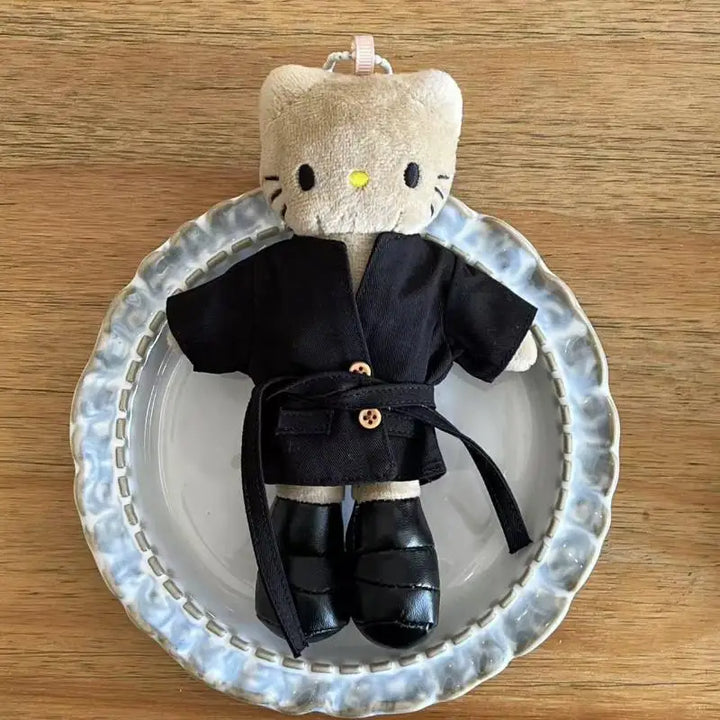 Kawaii Sanrio Black Skin Hello Kitty Plush Toys Keychain Backpack Pendant Keychain Decoration Couple Birthday Gift Peripherals