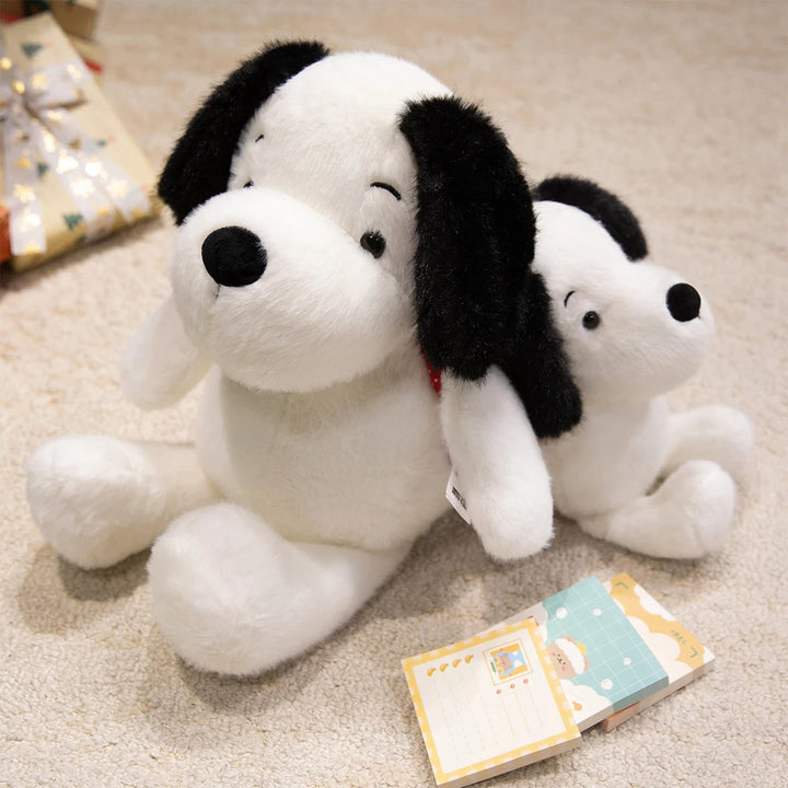 Cartoon Fluffy Puppy Dog Plush Toys Wearing Small Backpacks Cute White Dog Stuffed Animal With Small Eye Big Nose Kawaii Plushie