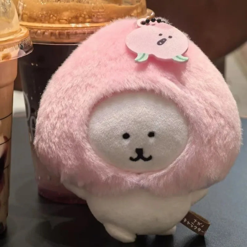 cute Self-deprecating Bear Plush doll Keychains joke bear Peach series Doll Pendant  Hachiware Bag Pendant Decoration Keychain