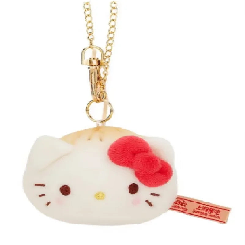 Sanrio Shanghai Breakfast series Hello Kitty plush toys Pendant Cartoon Kitty cat Kawaii dumpling Bread creativity Toy Keychain