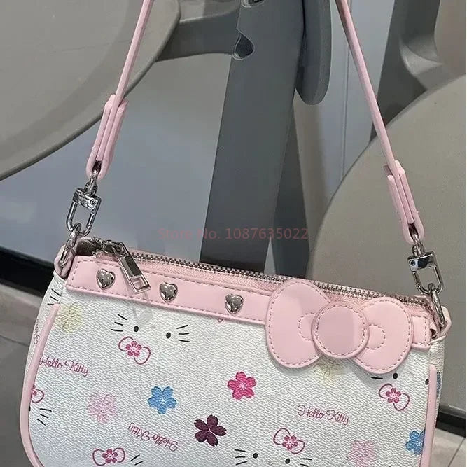 Sanrio Hellokitty Shoulder Bag Cartoon Print Handbag  Large Capacity Shoulder Bag For Women Fashion Underarm Bag Holiday Gifts