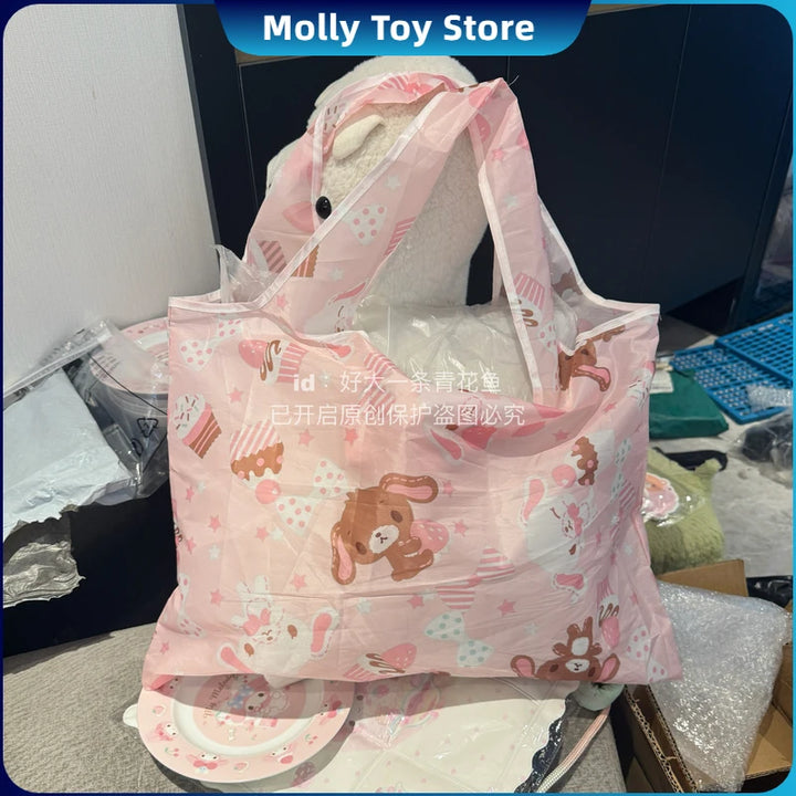 My Melody Sugarbunnies Masyumaro Shopping Bag Cartoon Cute Storage Bag Collapsible Handbag Shoulder Bag Lunch Bag Shopping Bag