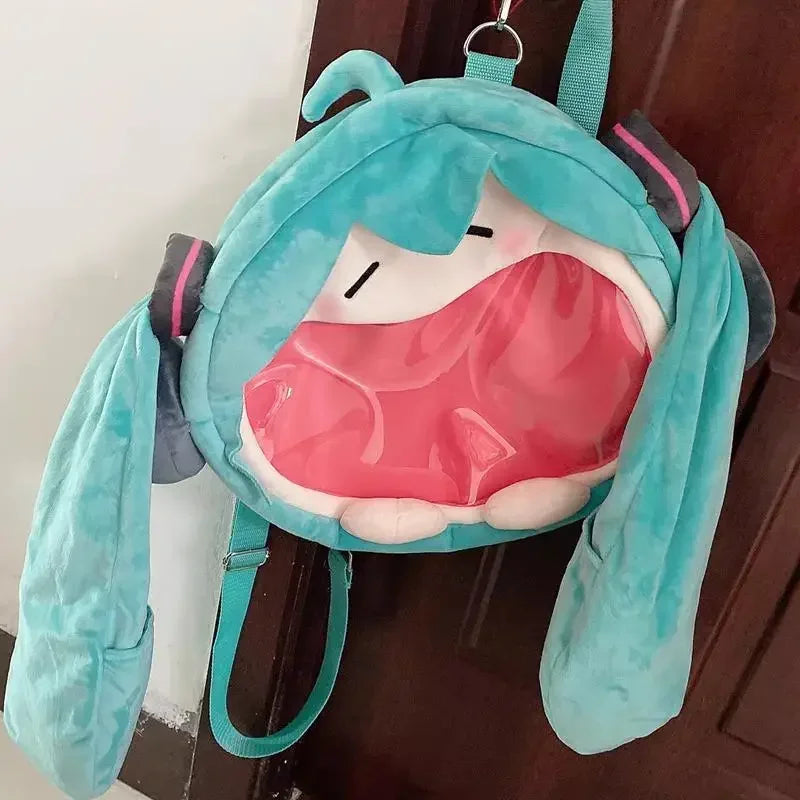 New Hatsune Miku Cat Shoulder Bag Backpack Cute Anime Girl Plush Cartoon Kawaii Knapsack Student Bag Packet Customized Gifts
