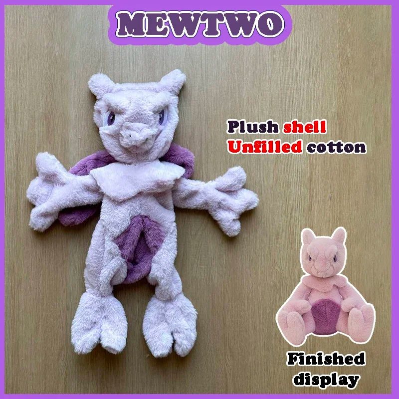 Pokemon Mewtwo Mew Plush Toys Shell Pokémon Anime Plushie Unfilled Huge 32-80cm Kawaii Semi-finished Leather Holster Gifts Kids