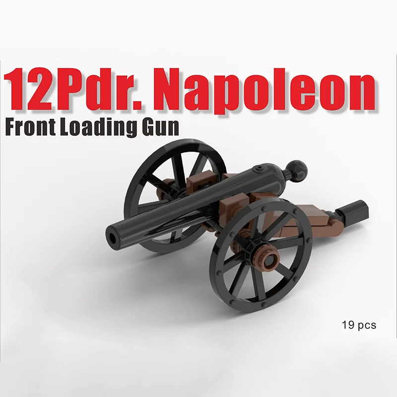 WWII Building Blocks Military Napoleon Gun Front Loaded Gun Retro M1875 Field Gun Building Block Model Weapon Accessories Toys