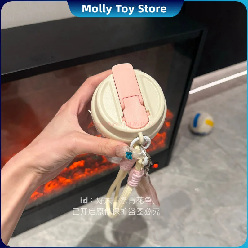 Kawaii Sanrio Sugarbunnies Rabbit Printing Straw Mug Plastic Cup Portable Mugs Juice Beverage Coffee Cup Model Toys For Children