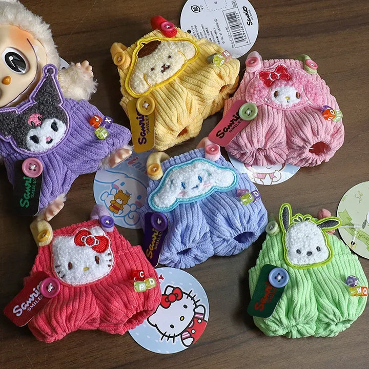 Labubu Doll Clothes Cute Overalls Sanrio Kuromi Cinnamoroll Clothes Cotton Doll Clothes Suitable for 17cm Dolls Children Gifts