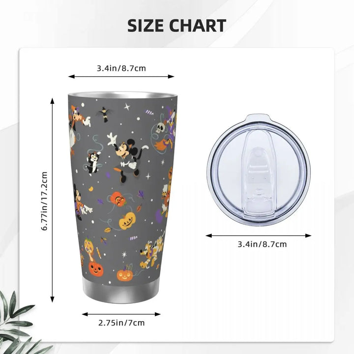 Cartoon Pumpkin Mickey Mouse Tumbler Vacuum Insulated Halloween Design Coffee Cups Vacuum Flask Outdoor Mug Water Bottle, 20oz