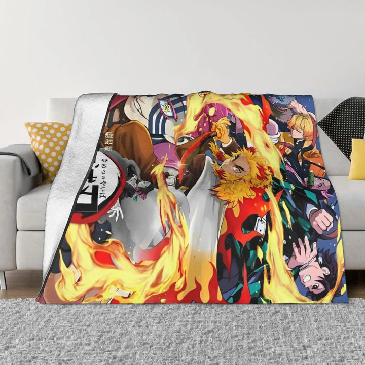 Demon Slayer Japanese Anime Blankets Coral Fleece Plush All Season Portable Soft Throw Blanket for Home Travel Bedding Throws