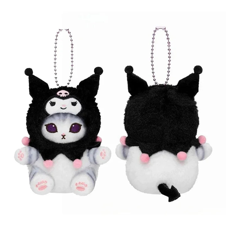 12CM Kawaii Mofusand Cross-Dressing Sanrio Hello Kitty Kuromi Hanyodon Plush keychain pendant Anime plush doll backpack pendant