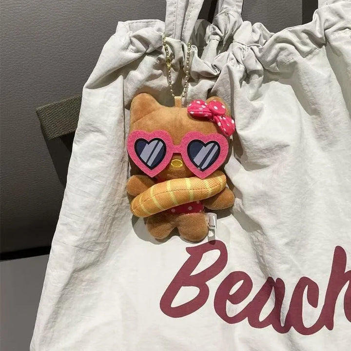 Sanrio Hello Kitty Plush Dolls Toys Keychain swim ring polka dots sunglasses series dark skin Kitty kawaii Pendant Accessories