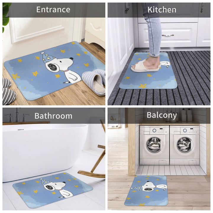 Snoopy Sleep Time  Memory Foam Bath Mat Rug Non-Slip Quick Dry  Bathroom Floor Rugs Carpet For Bath Shower Tub