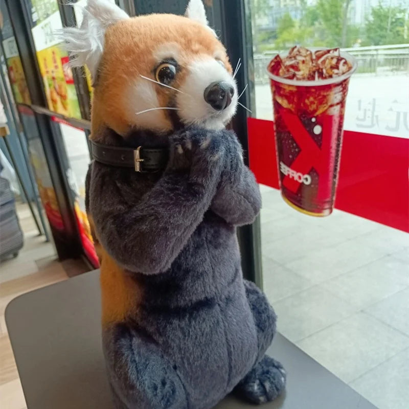 35cm New Kawaii Wild Animal Plush Doll Standing Blessing Red Panda Otter Sea Otter Kangaroo Raccoon Plush Toy Home Decoration