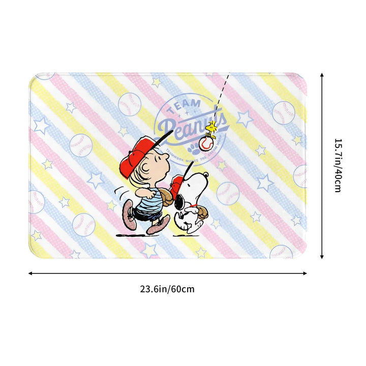 Snoopy  &Charlie Brown Playing Baseball Bathroom Rugs Mat Super Soft  Bath Rugs Mats Carpet Non-Slip for Entrance Door Doormat