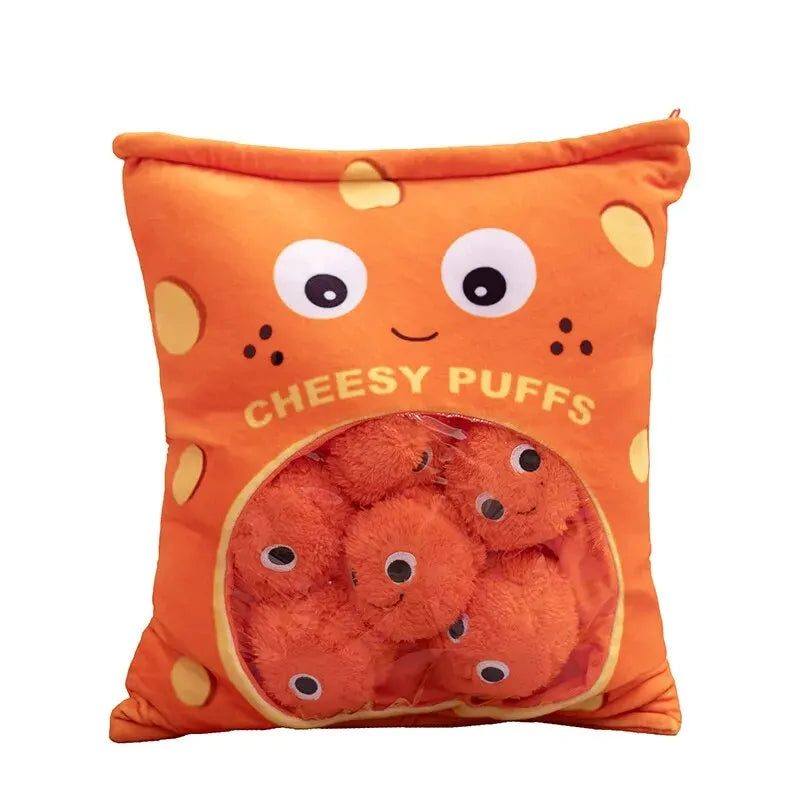 Cute Puff Plush Toy 6 Pieces One Bag of Cheese Puff Balls Pillow Stuffed Snack Puffs Kids Toys Birthday Gift for Boy Girl