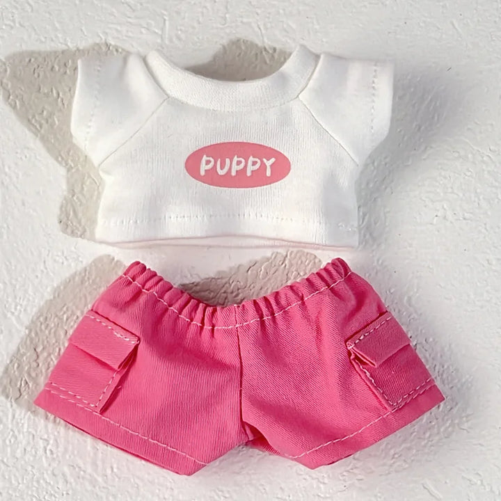 Labubu 1-3 Gen Outfits Purple/Pink T-Shirt Cargo Pants Set Tennis Bag Racket Purple Shoes/Headphones Labubu Doll Accessories