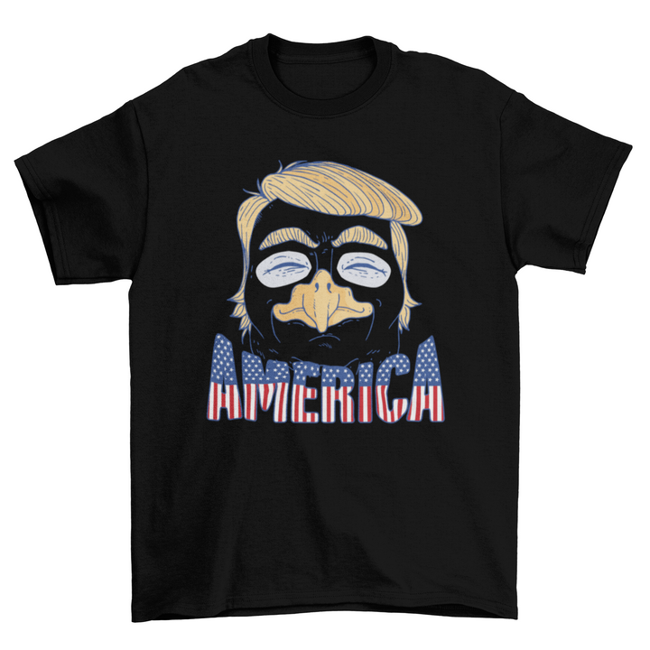 Funny eagle Trump caricature over american flag t-shirt