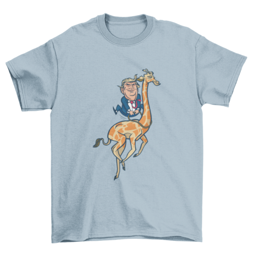 Funny Cartoon Character Donald Trump Riding Giraffe Animal T-shirt