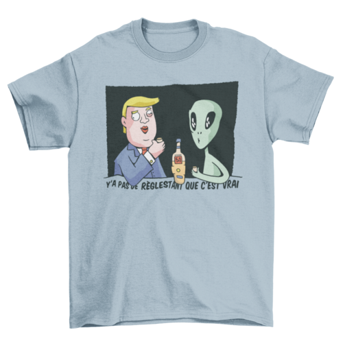 Trump drinking with alien t-shirt