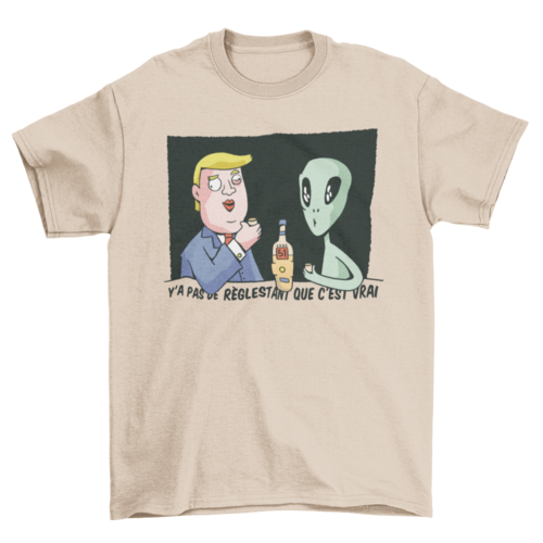 Trump drinking with alien t-shirt