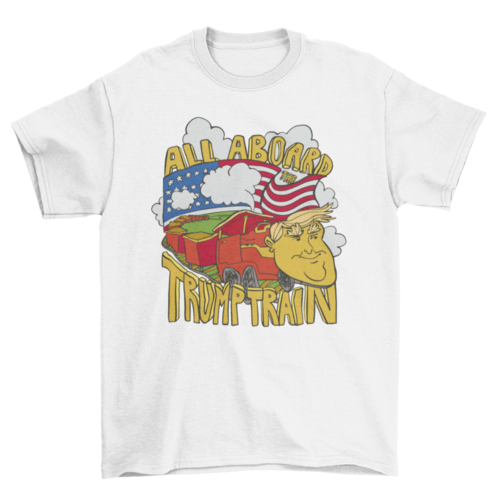 Trump USA train cartoon t-shirt