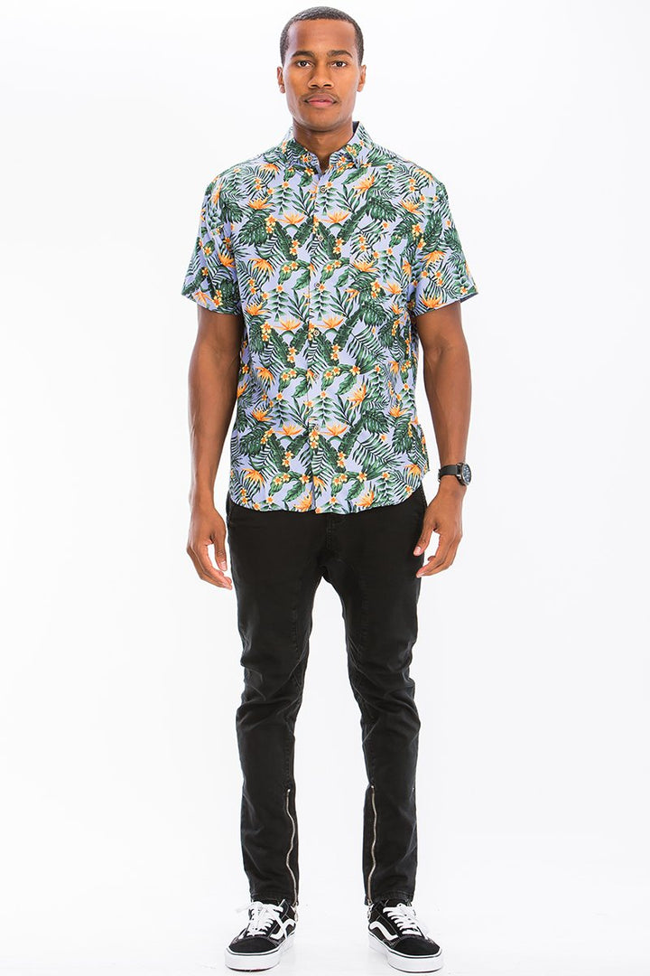 Button-Down-Hemd mit Hawaii-Print