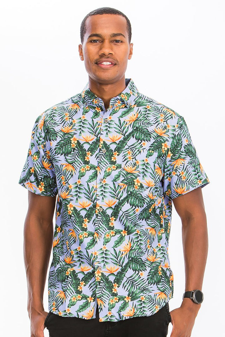 Button-Down-Hemd mit Hawaii-Print