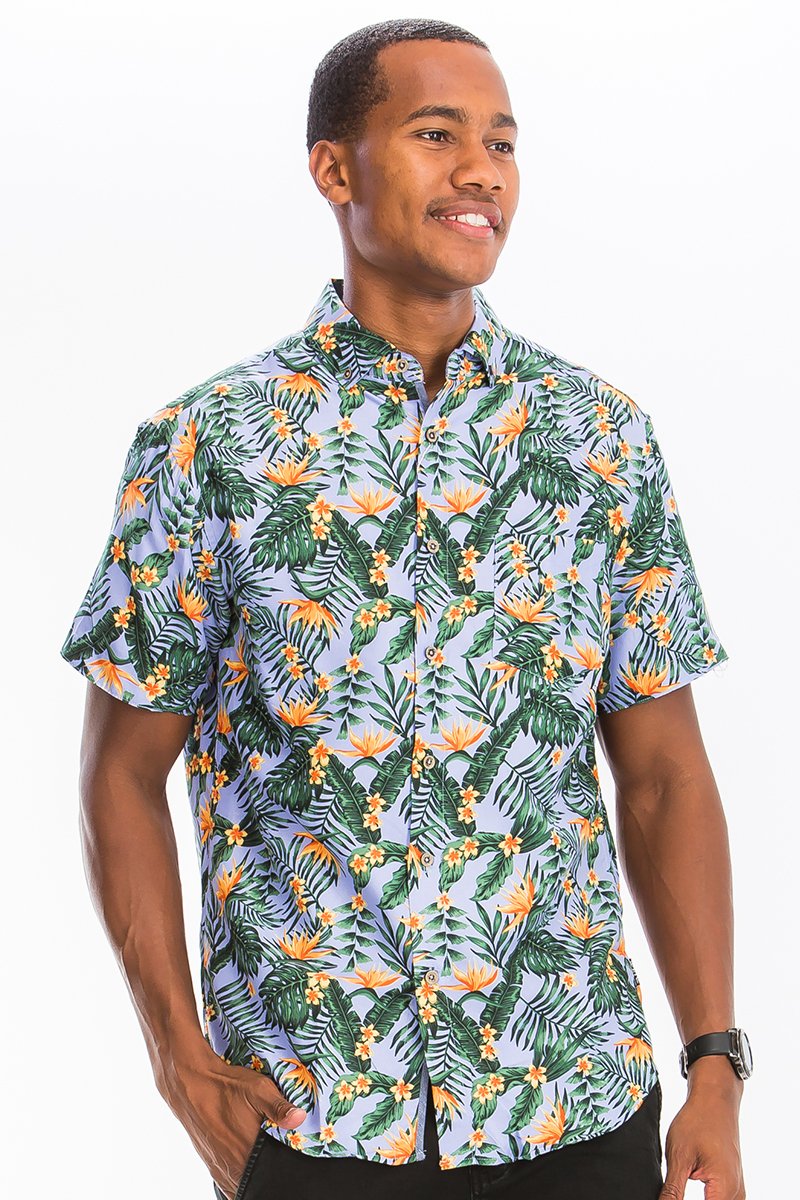 Button-Down-Hemd mit Hawaii-Print