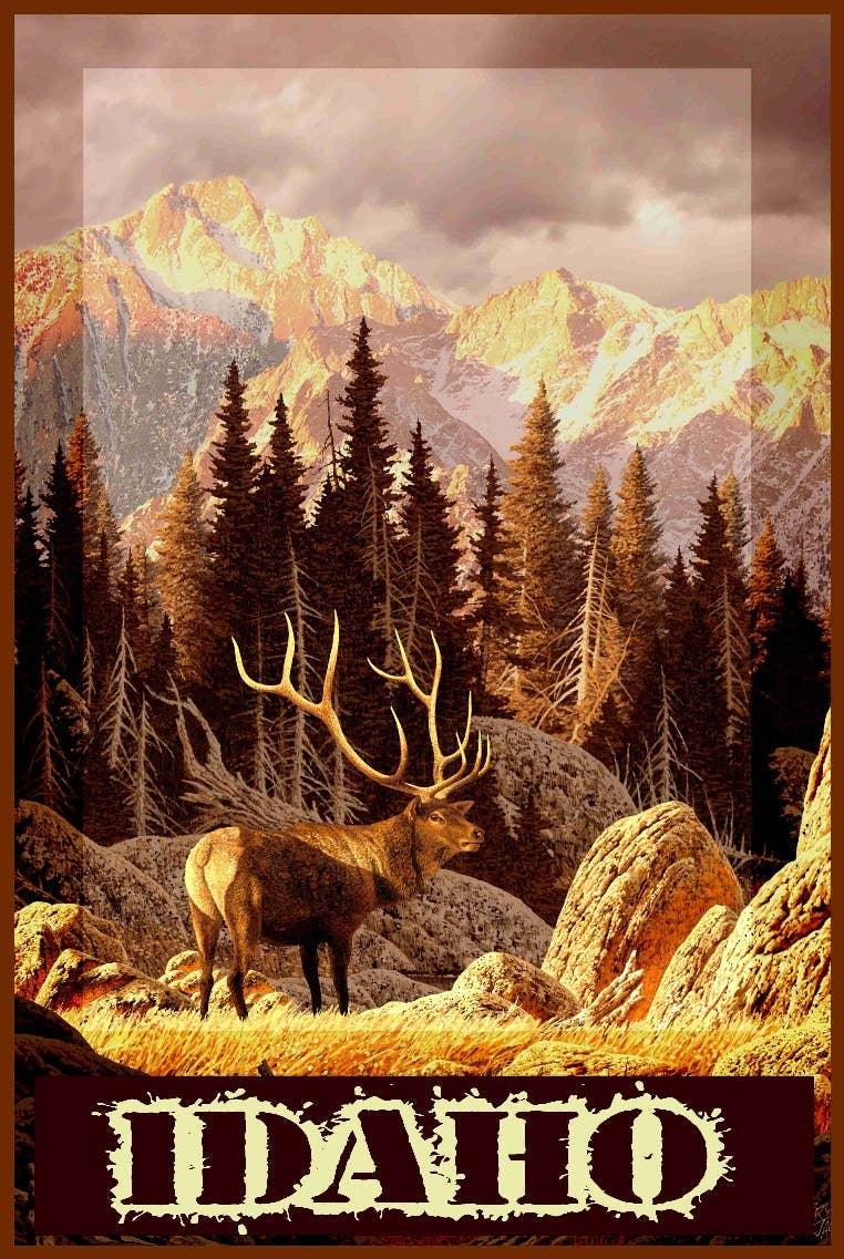 A 3D Wall Unit 12 x 18 Tin Sign Travel Poster Idaho Where Elk Roam - Brand My Case