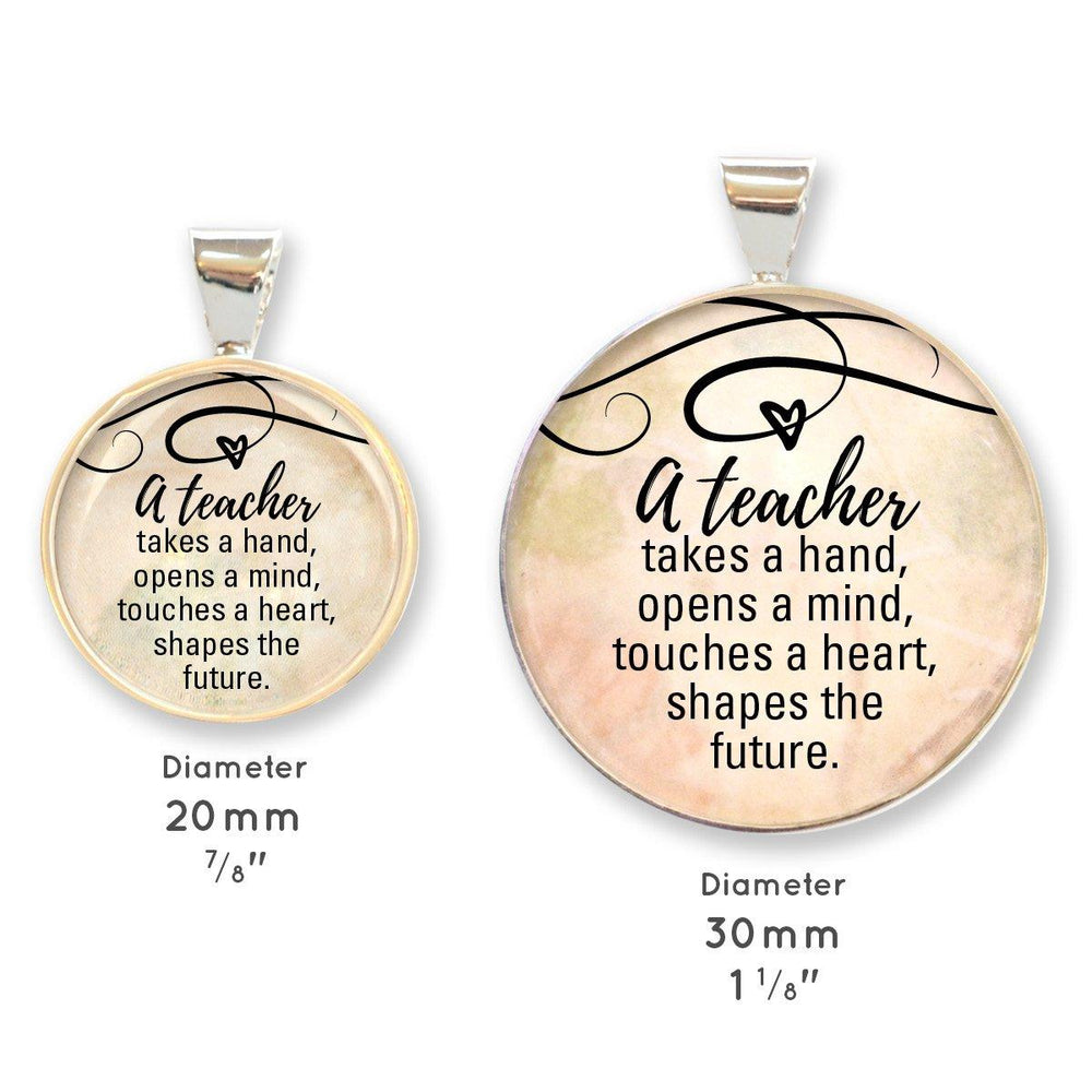 "A Teacher Shapes the Future" Silver-Plated Pendant Necklace - 2 Sizes - Brand My Case